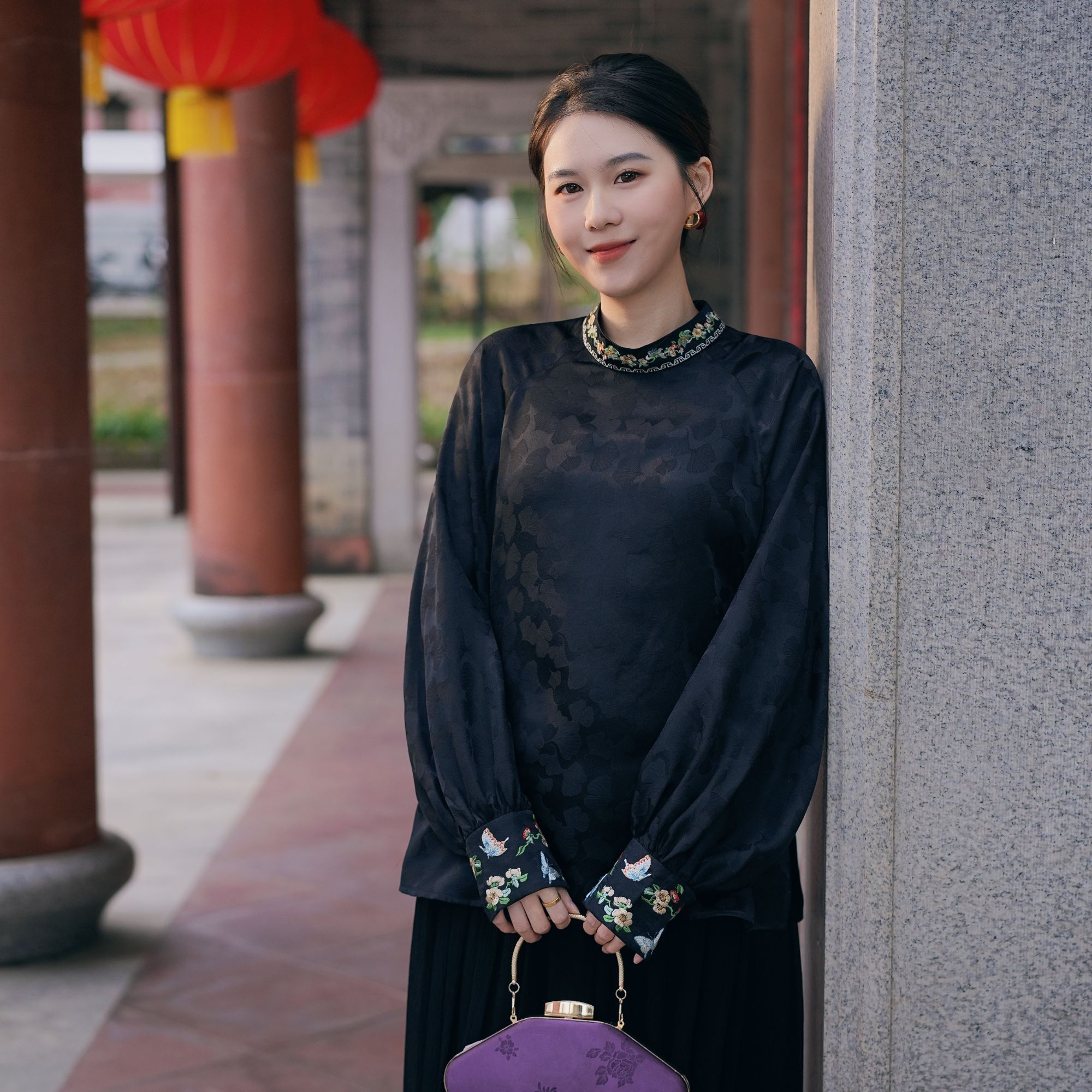 【浮花引】国风新中式100%桑蚕丝提花立领绣花女士上衣打底花衬衫