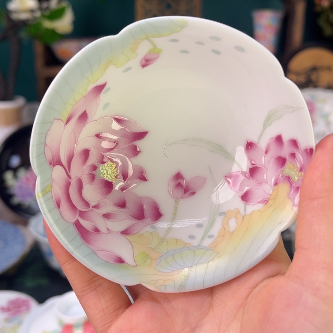 陶摆件景德镇陶瓷茶杯手绘