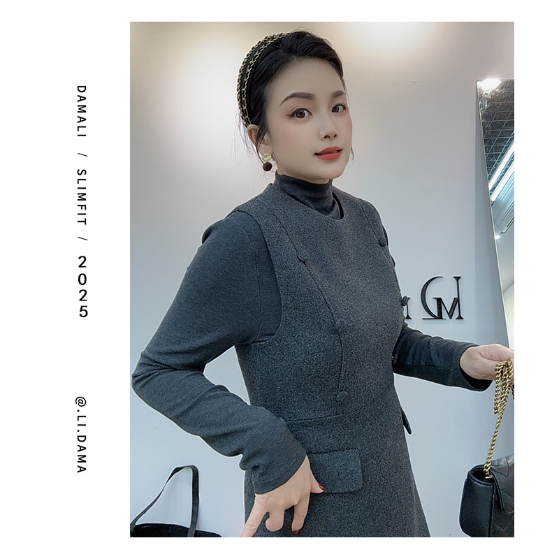 大码利-冬上新【双排扣收腰连衣裙套装】欧韩设计款连衣裙套装女冬