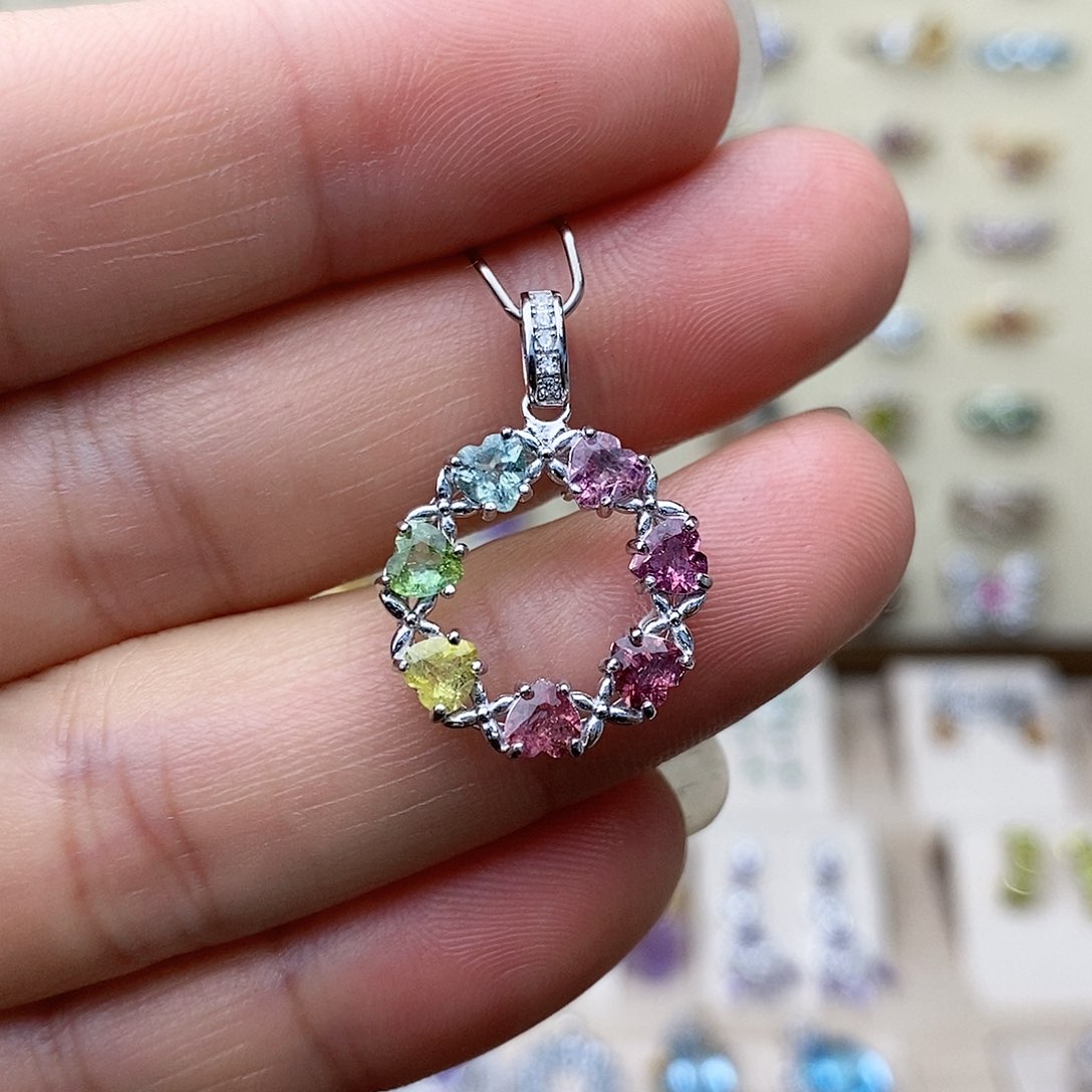 碧玺吊坠(不含链)银S925镶嵌需要证书备注