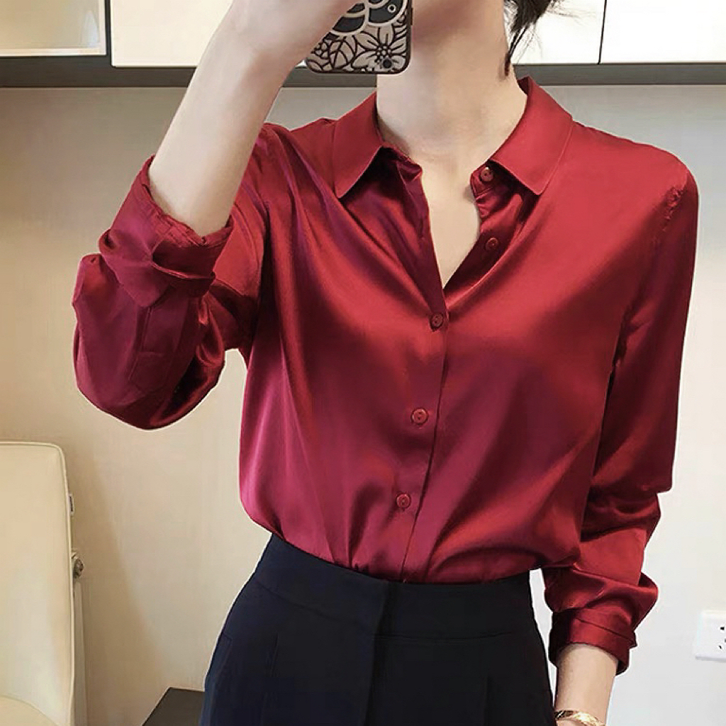 【妙妙衬衣】吸汗通勤秋季女式白色抗皱衬衫纯色法式时尚百搭轻熟