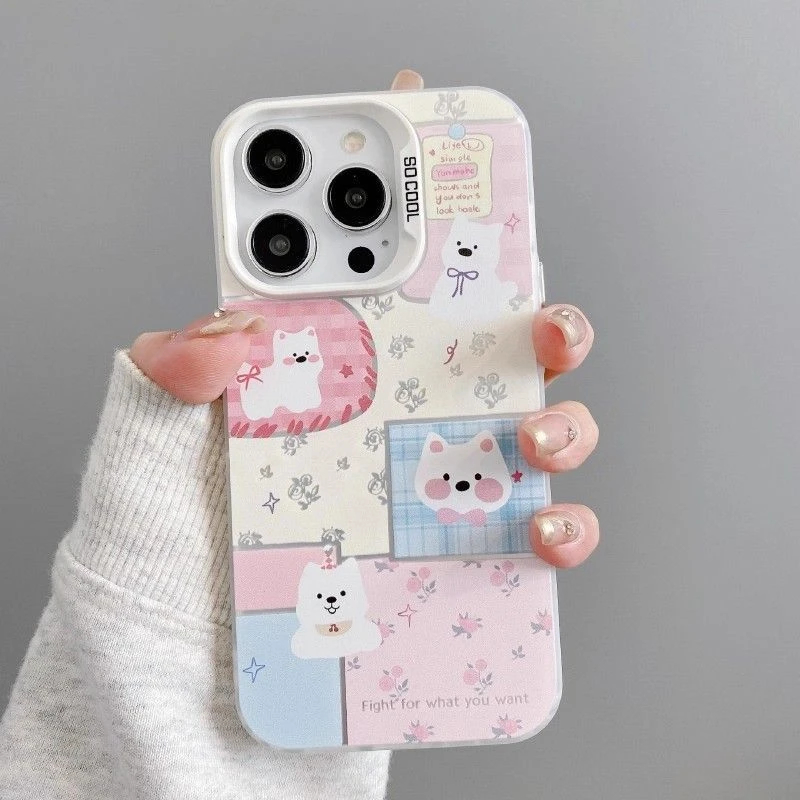 花朵小狗适用苹果16promax手机壳可爱创意iphone15pro防摔14plus