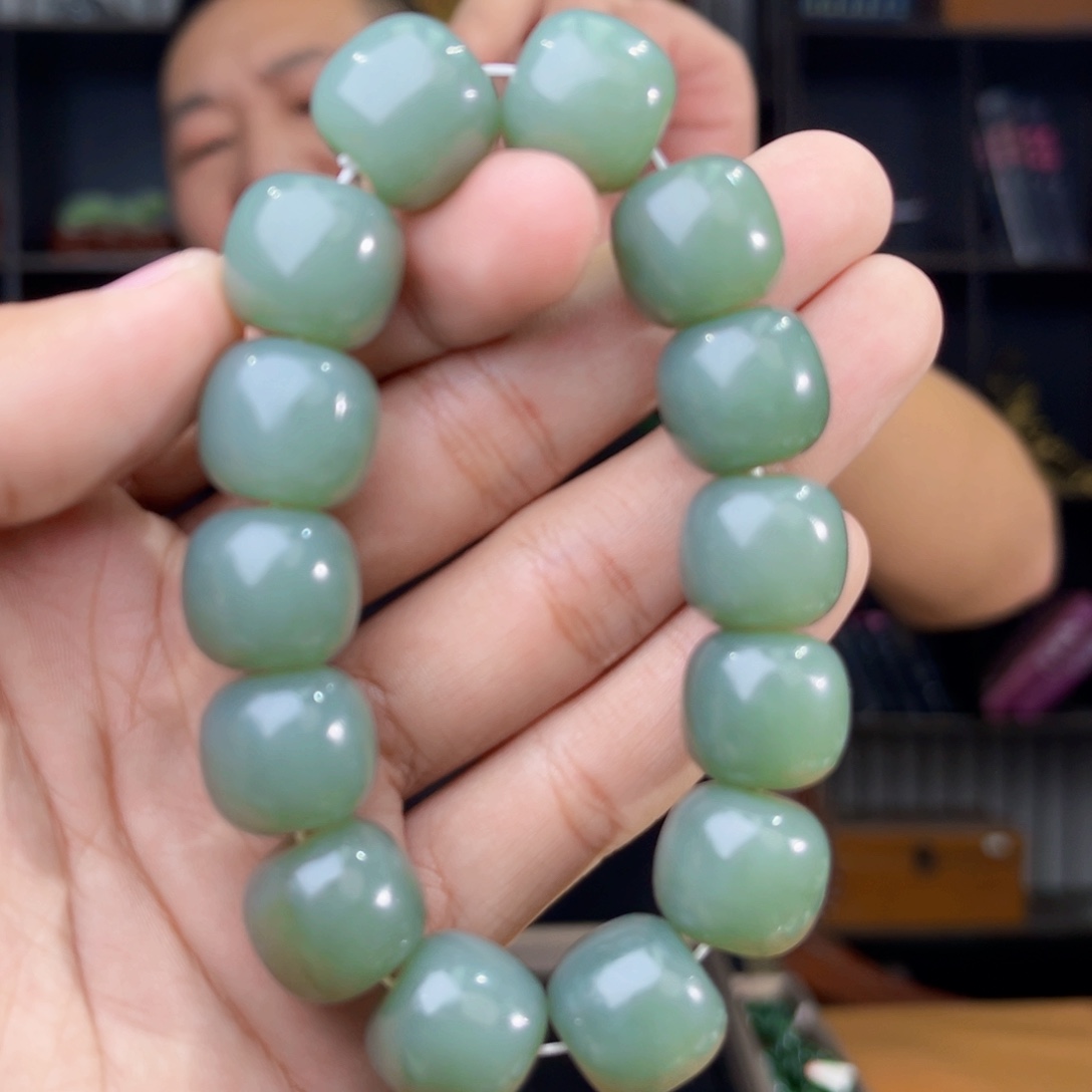 和田玉未镶嵌手串天然和田玉14年新疆且末正蓝卡16老型