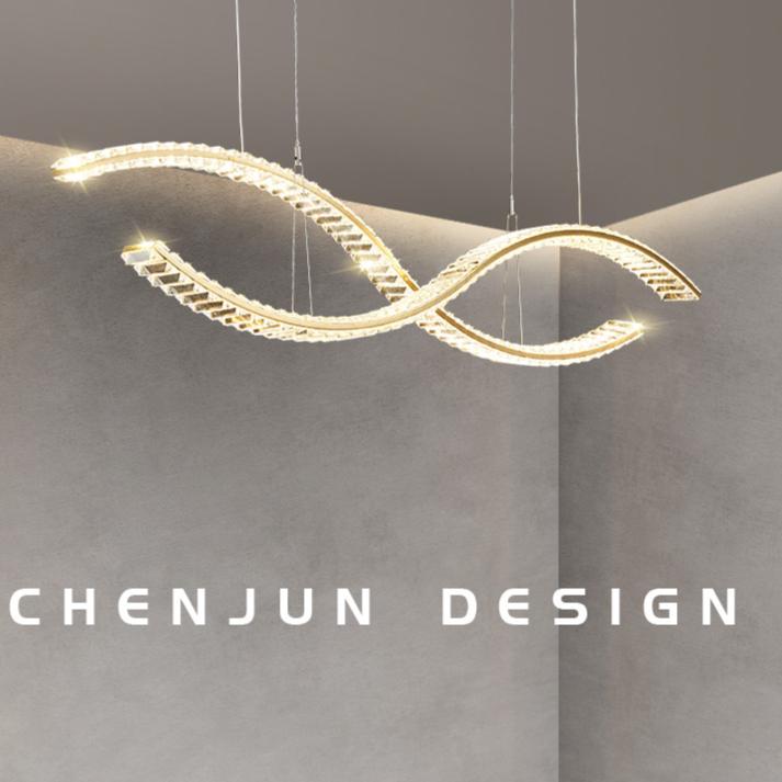 轻奢风格餐厅灯长条水晶灯现代简约餐桌饭厅灯创意个性设计师吊灯