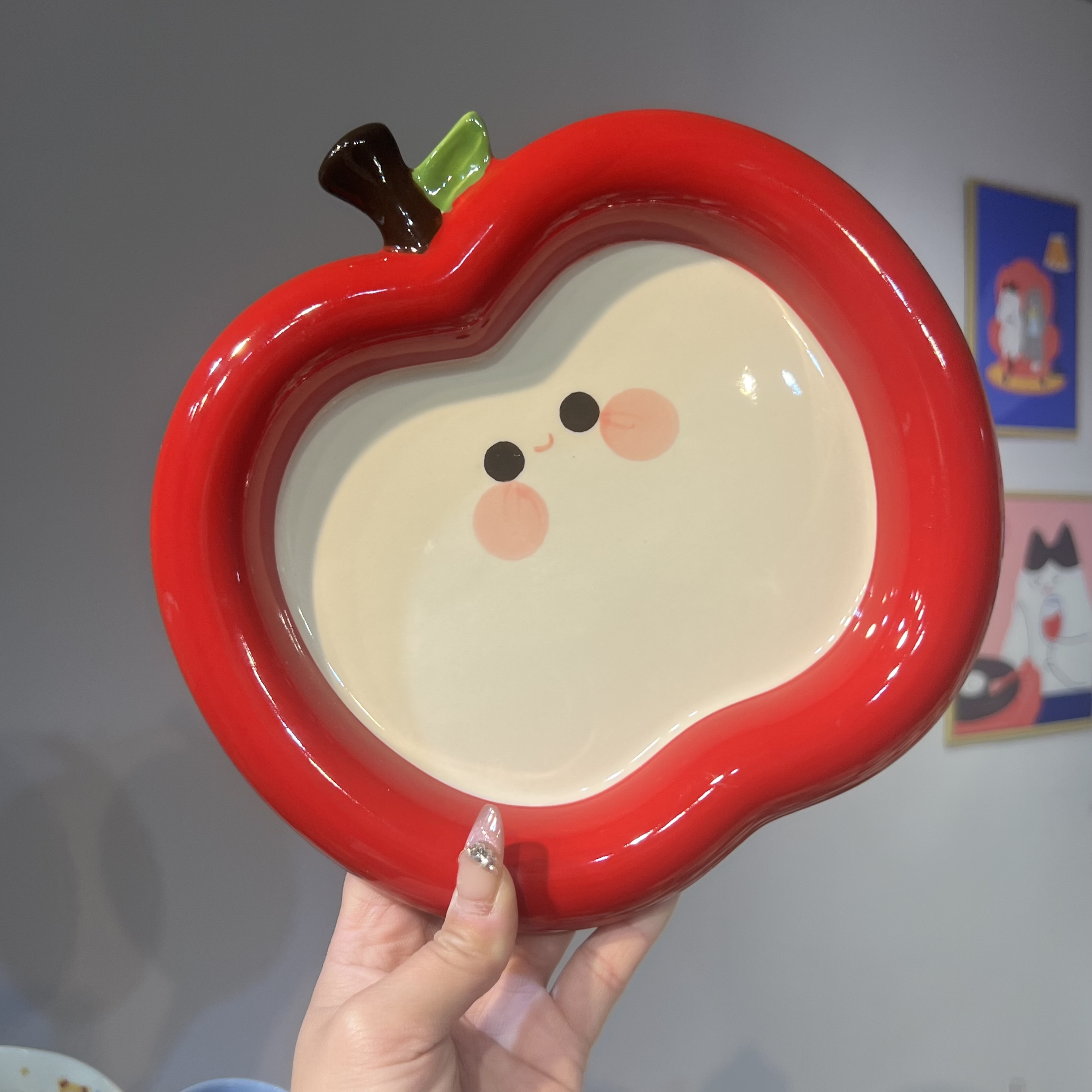 【嘟嘟Good】苹果系列盘子8英寸异形盘可爱手捏创意釉下彩陶瓷餐盘