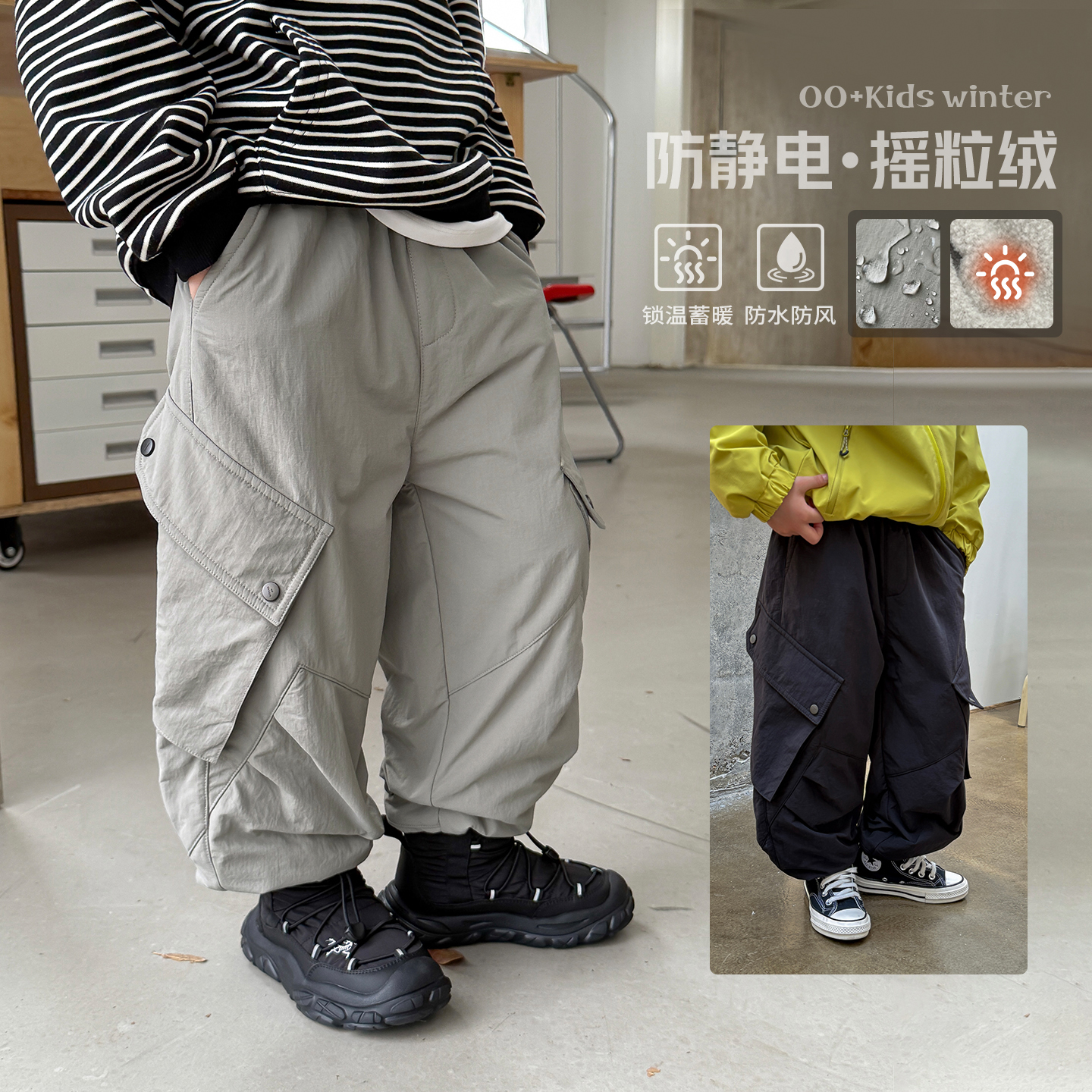 在仓【长腿酷盖】源源家童装男童加绒工装裤2025儿童冬季休闲裤冬2