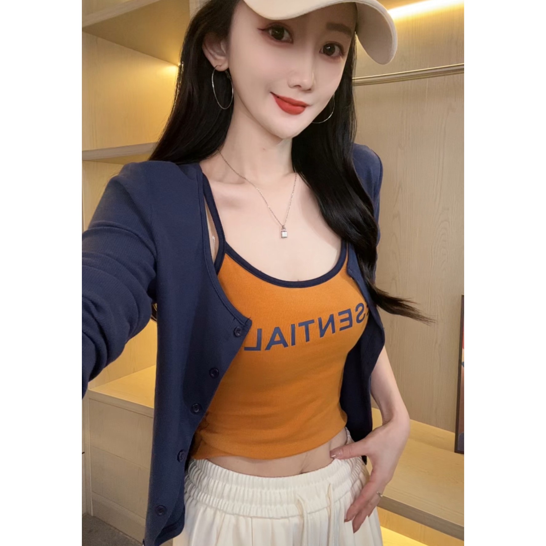 外套+背心【娜哥032】两件套时尚T恤女长袖老钱风松弛感女装贵气