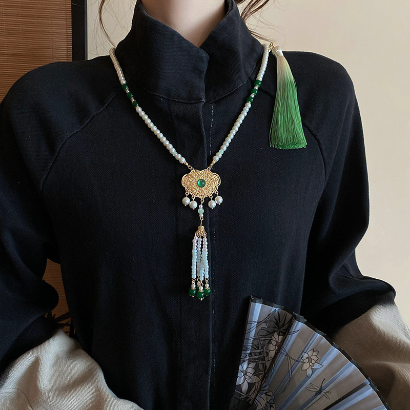 合金项链 新中式长款设计师小众项链百搭