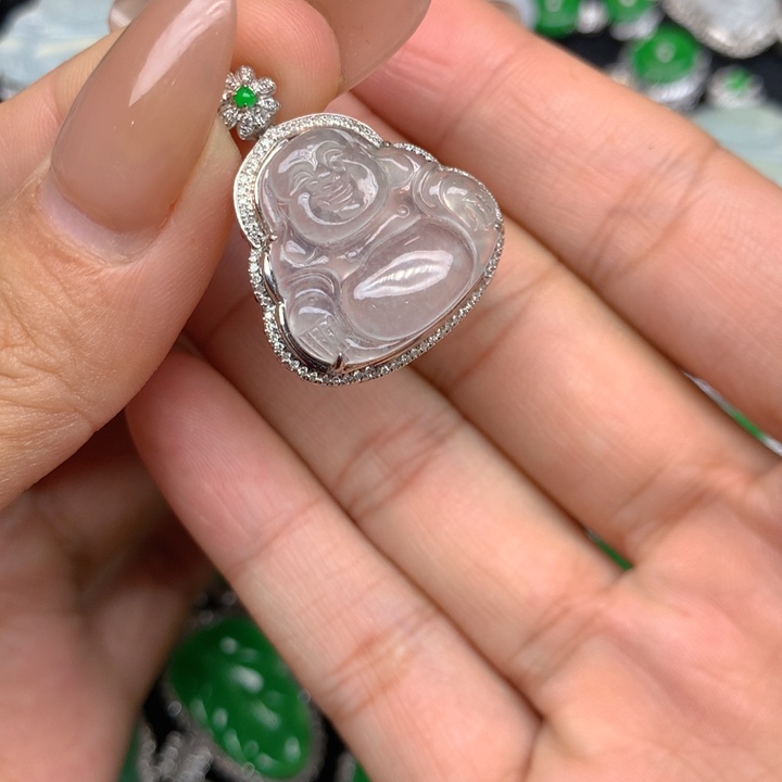 翡翠18K金镶嵌吊坠(不含链)