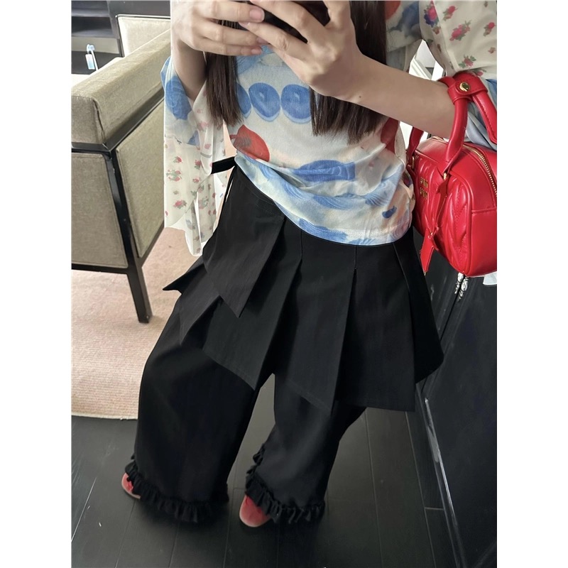 韩版花边设计屁帘裤可拆卸西服休闲裤女早秋2025