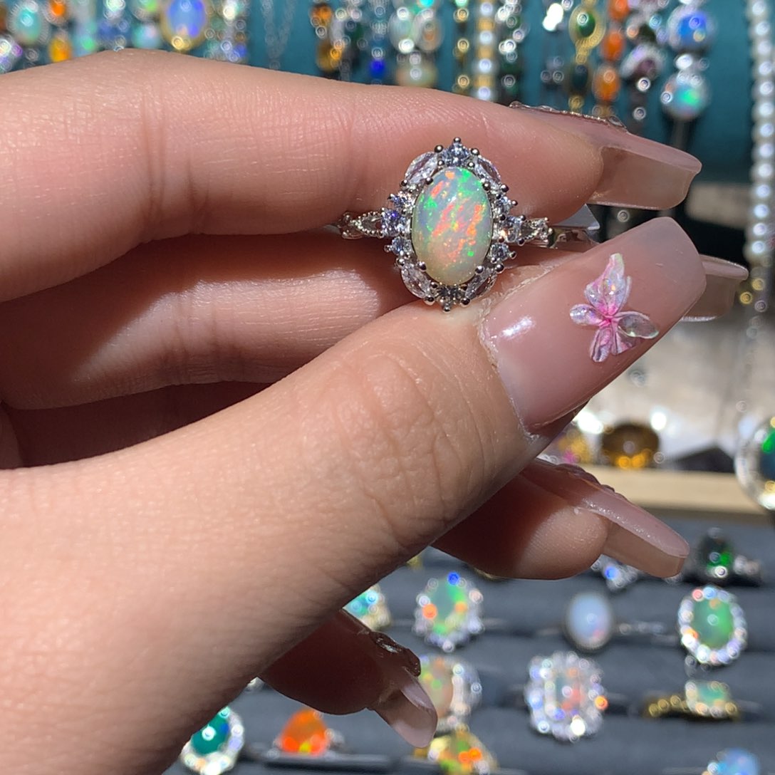 欧泊福利戒指银S925镶嵌