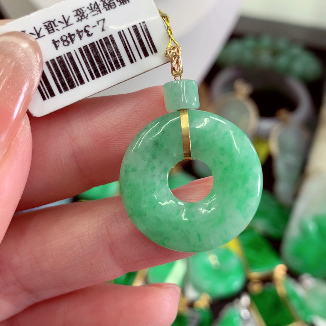 翡翠18K金镶嵌吊坠(不含链)