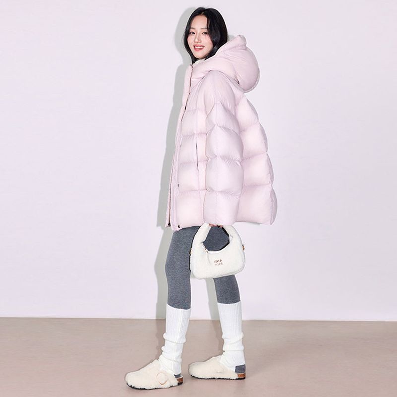 90白鸭绒羽绒服女2025冬季新款韩版时尚宽松中长款加厚保暖外套