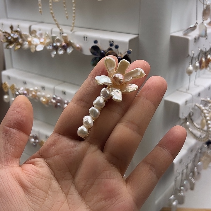 淡水珍珠发夹未镶嵌