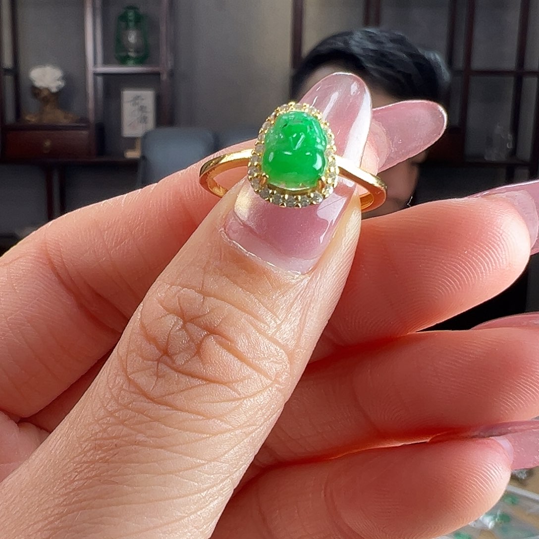 翡翠银S925镶嵌戒指戒指