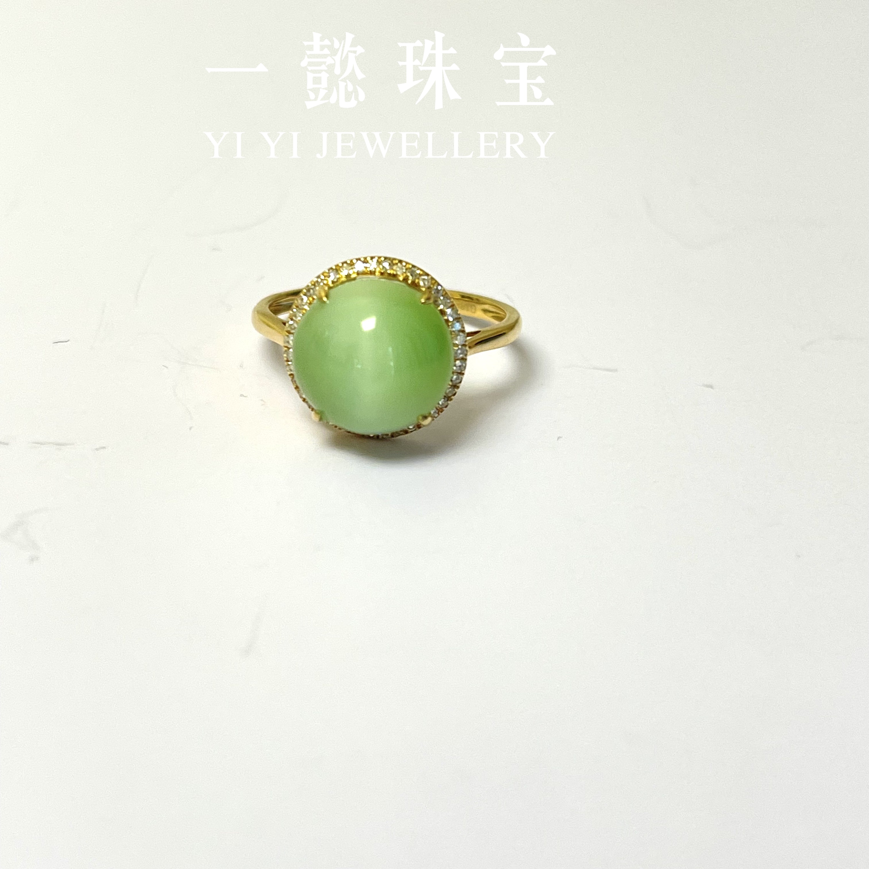 【一懿珠宝】天青御玺|新疆且末黑羊洞18K金猫眼戒指 轻奢时尚hy065