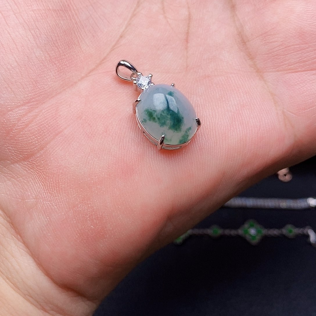 翡翠颈饰银S925镶嵌项链