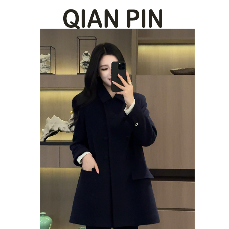 【六印服饰】【丝雨浮光】“100澳毛”双排扣羊毛大衣HQ2025460