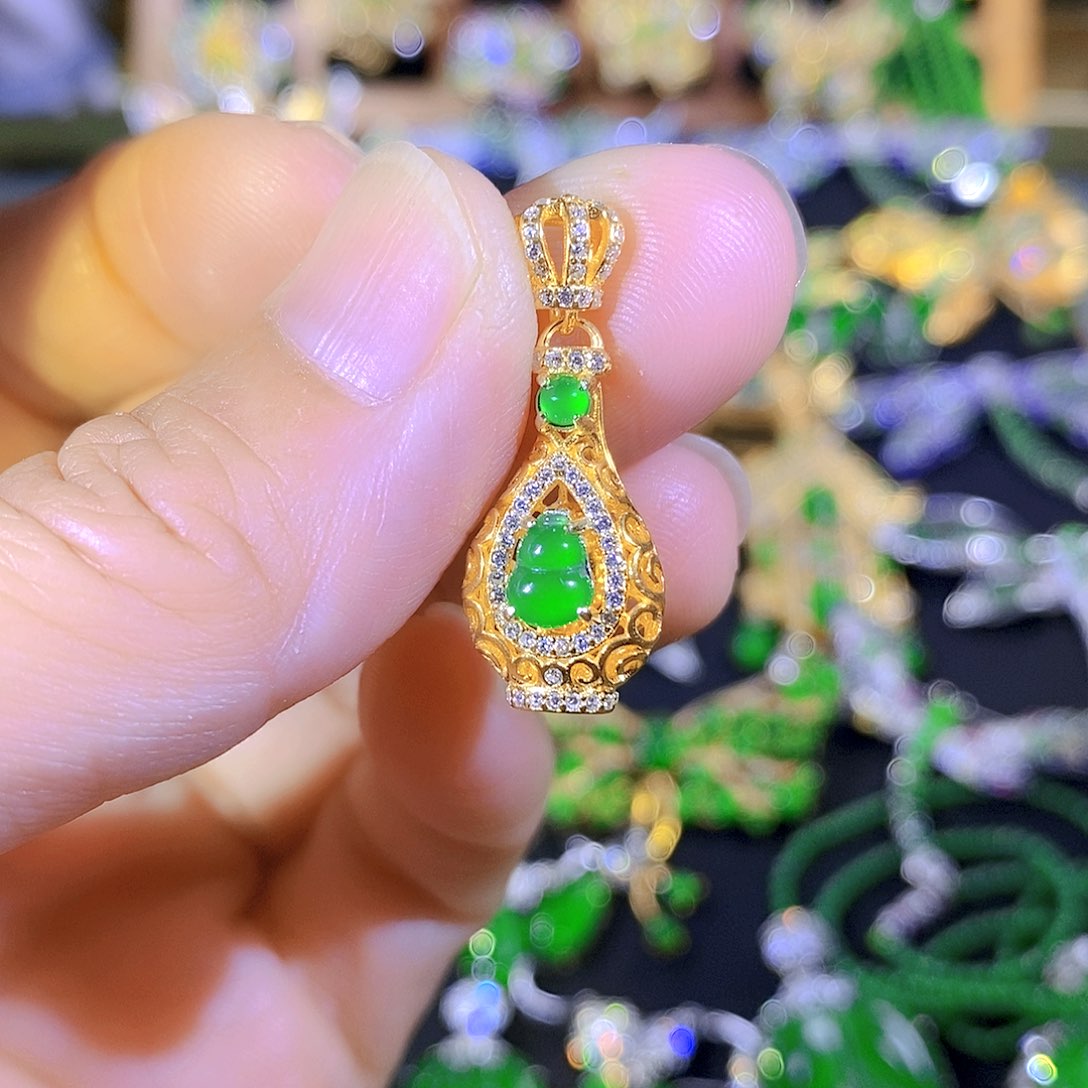 吊坠(不含链)银S925镶嵌翡翠