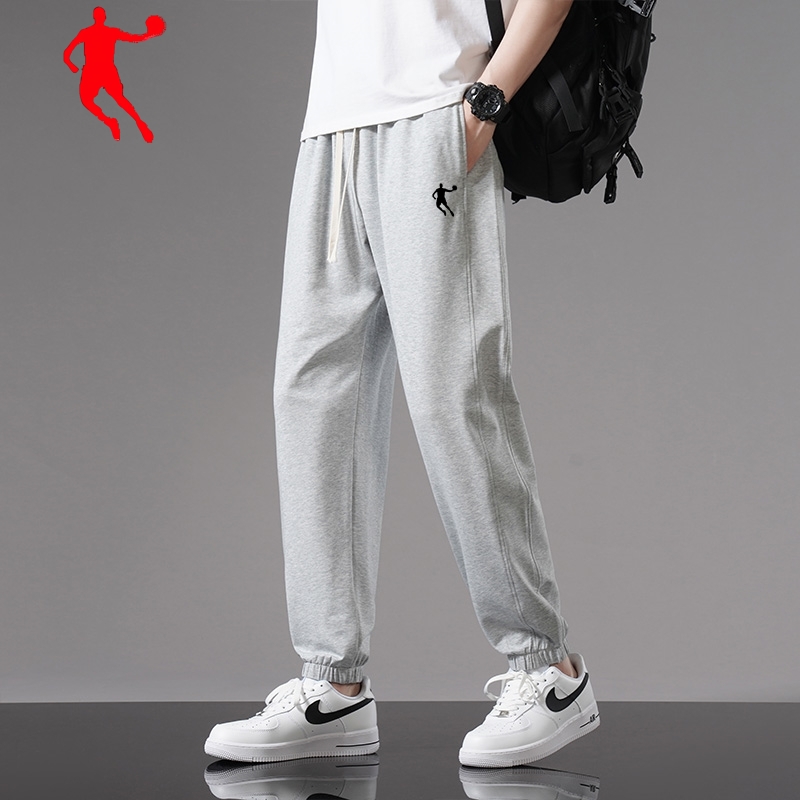 领跑乔丹运动裤男春夏季薄款棉质束脚长裤子青少年男款休闲卫裤子
