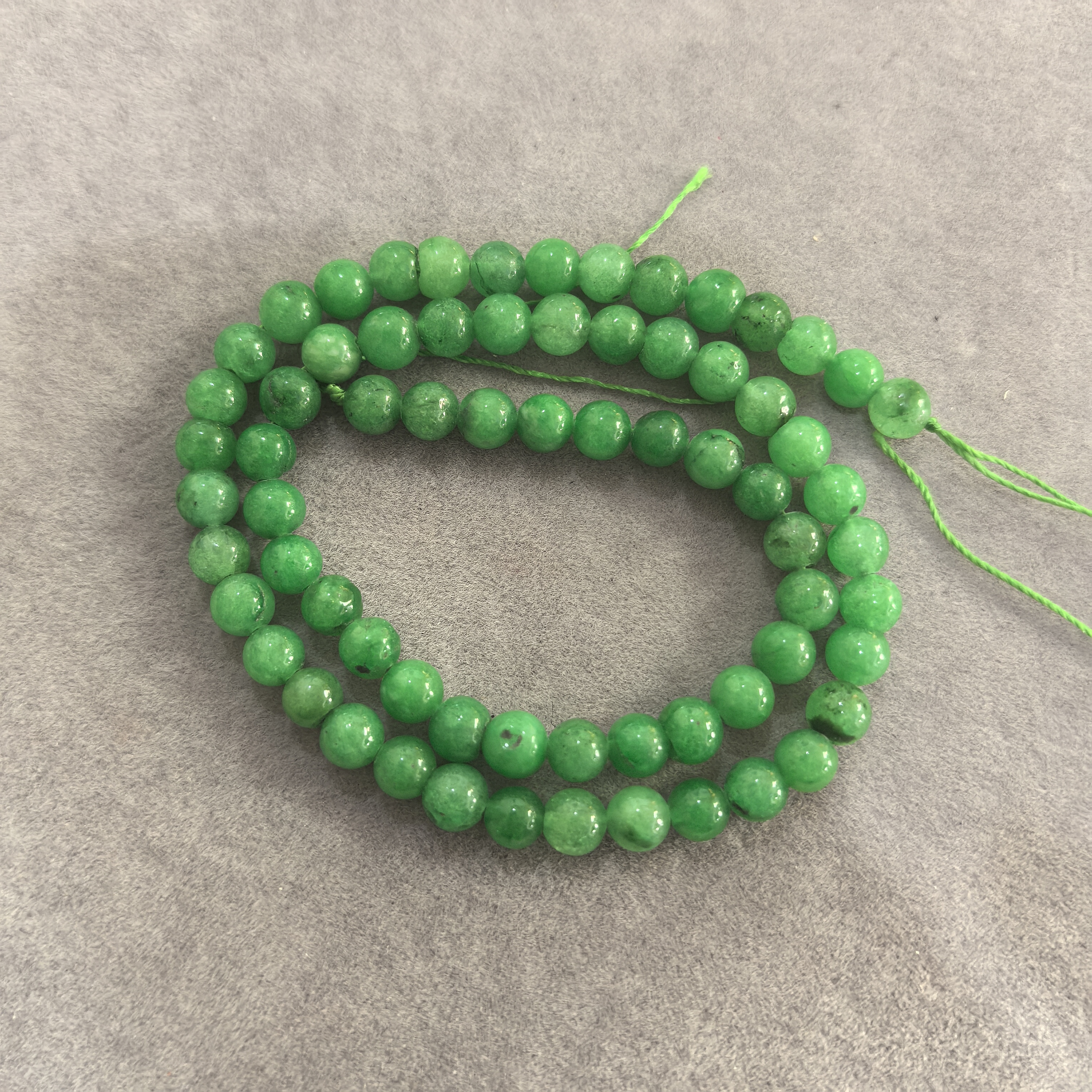 519号-卡6mm绿色圆珠半成品链子