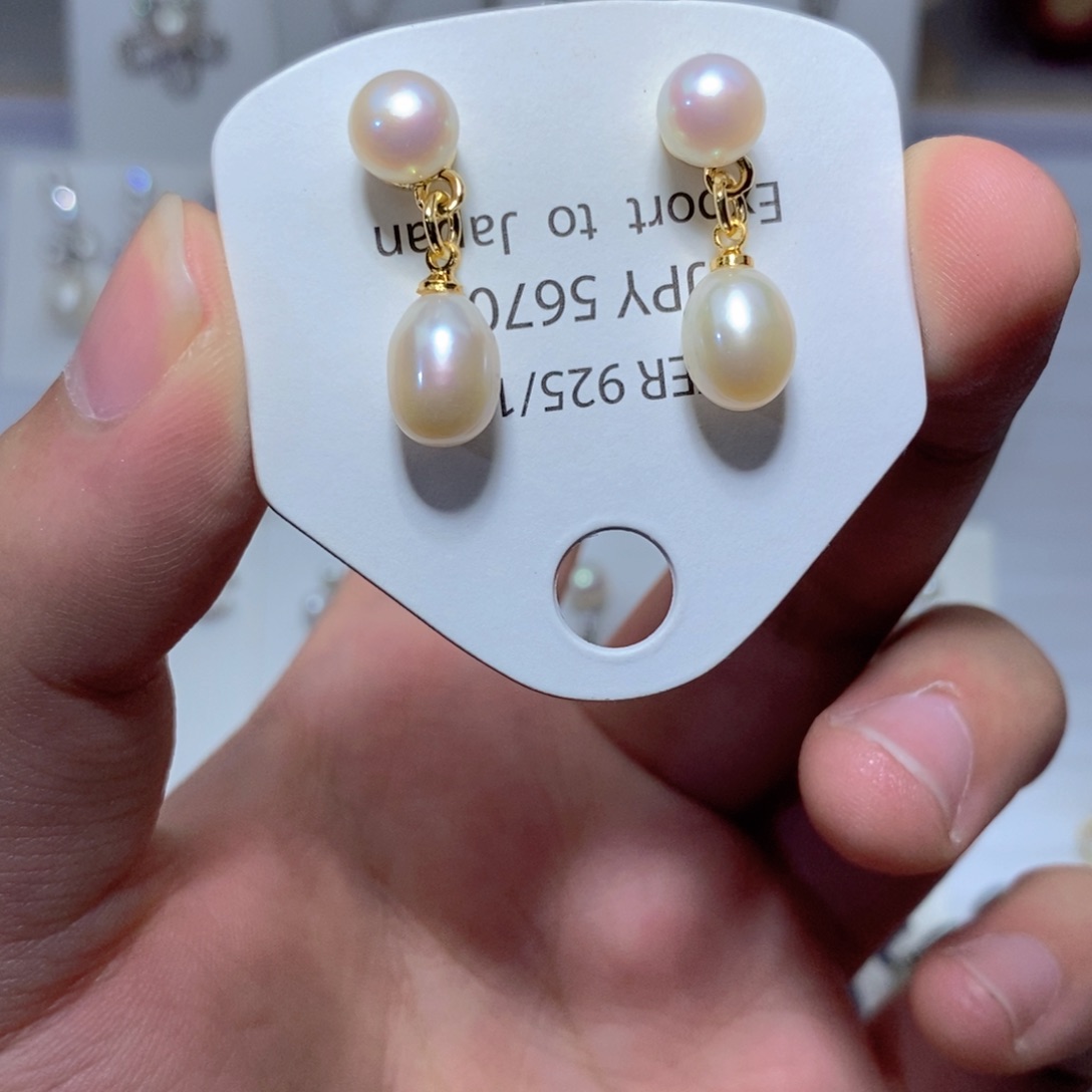 银S925镶嵌耳饰淡水珍珠