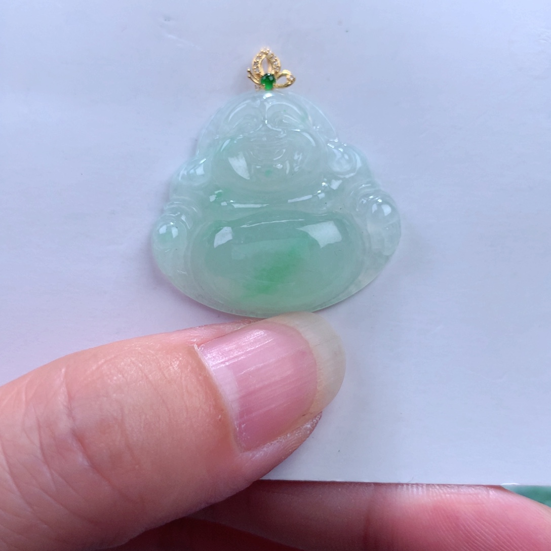 翡翠吊坠(不含链)18K金镶嵌