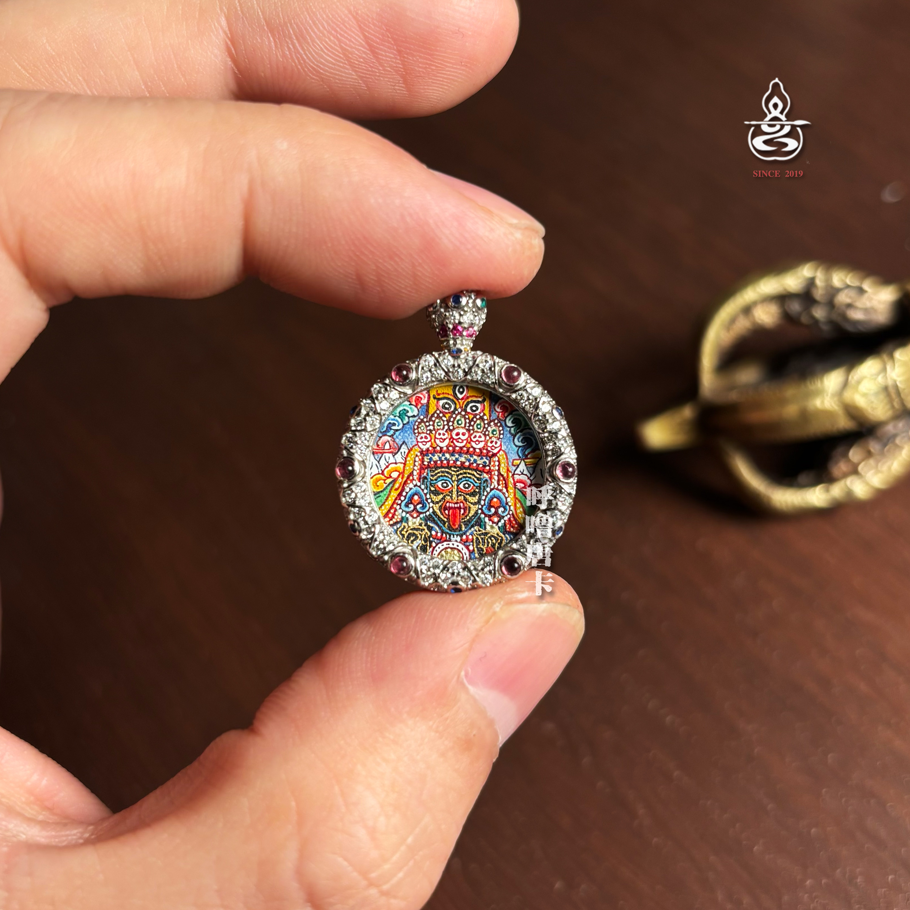 【扎基指尖唐卡1.5cm精品】热贡手绘小唐卡｜才让老师作品