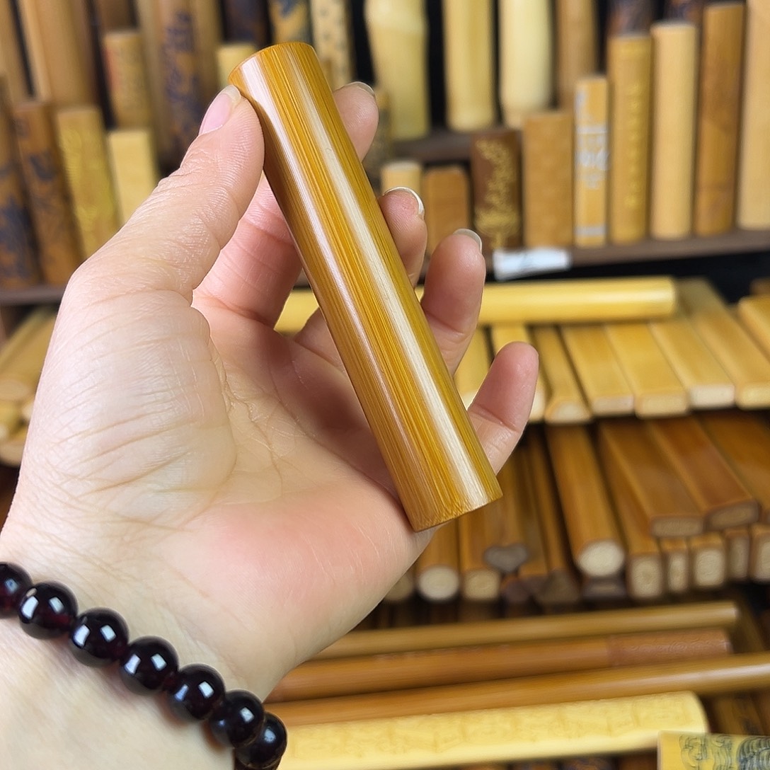 实心玉竹手把件张飞