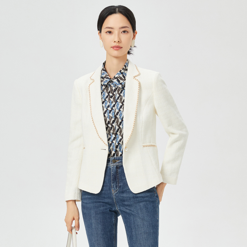 娜尔思时尚气质白色西装女2025早春新款短外套NA02440V1