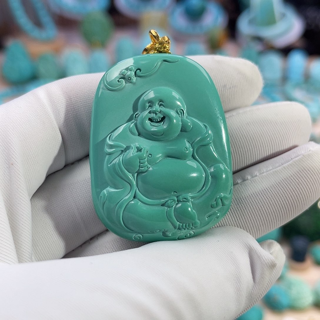 绿松石珠宝奇石18K金镶嵌