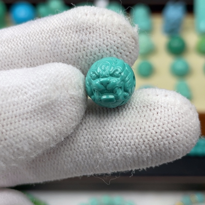 蓝绿色啦11.5貔貅圆珠