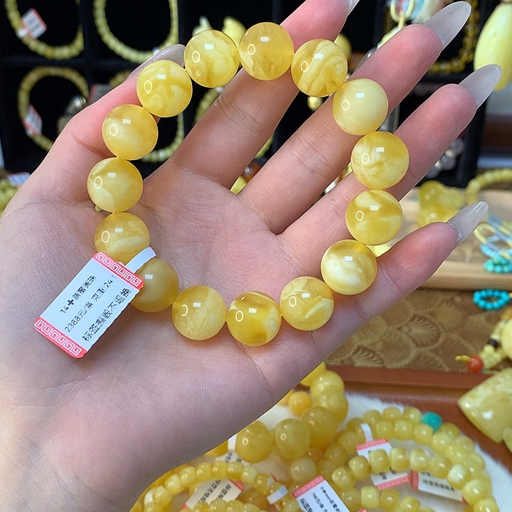 琥珀手链未镶嵌蜜蜡手串圆珠