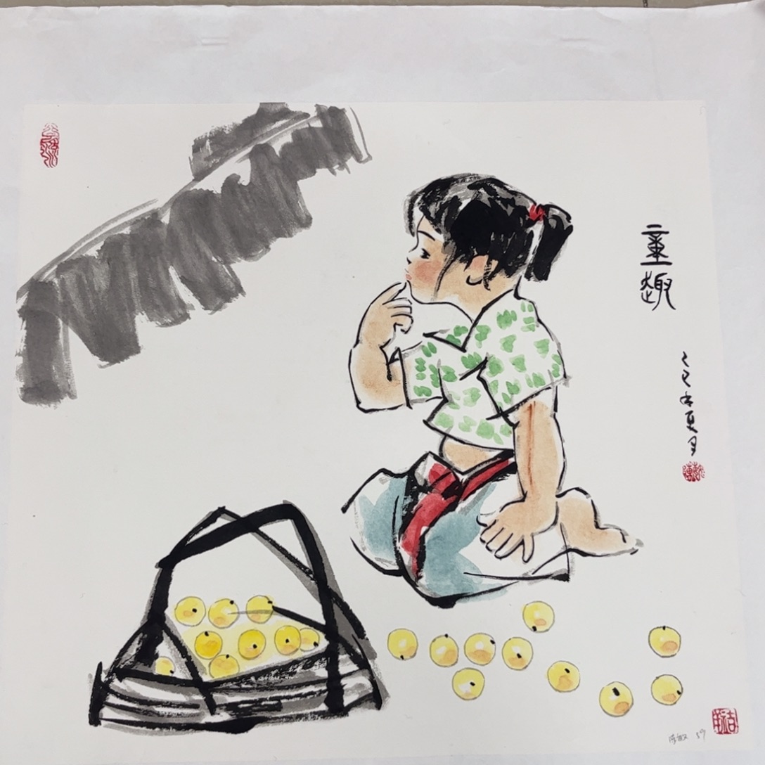 国画三次斗方人物作品