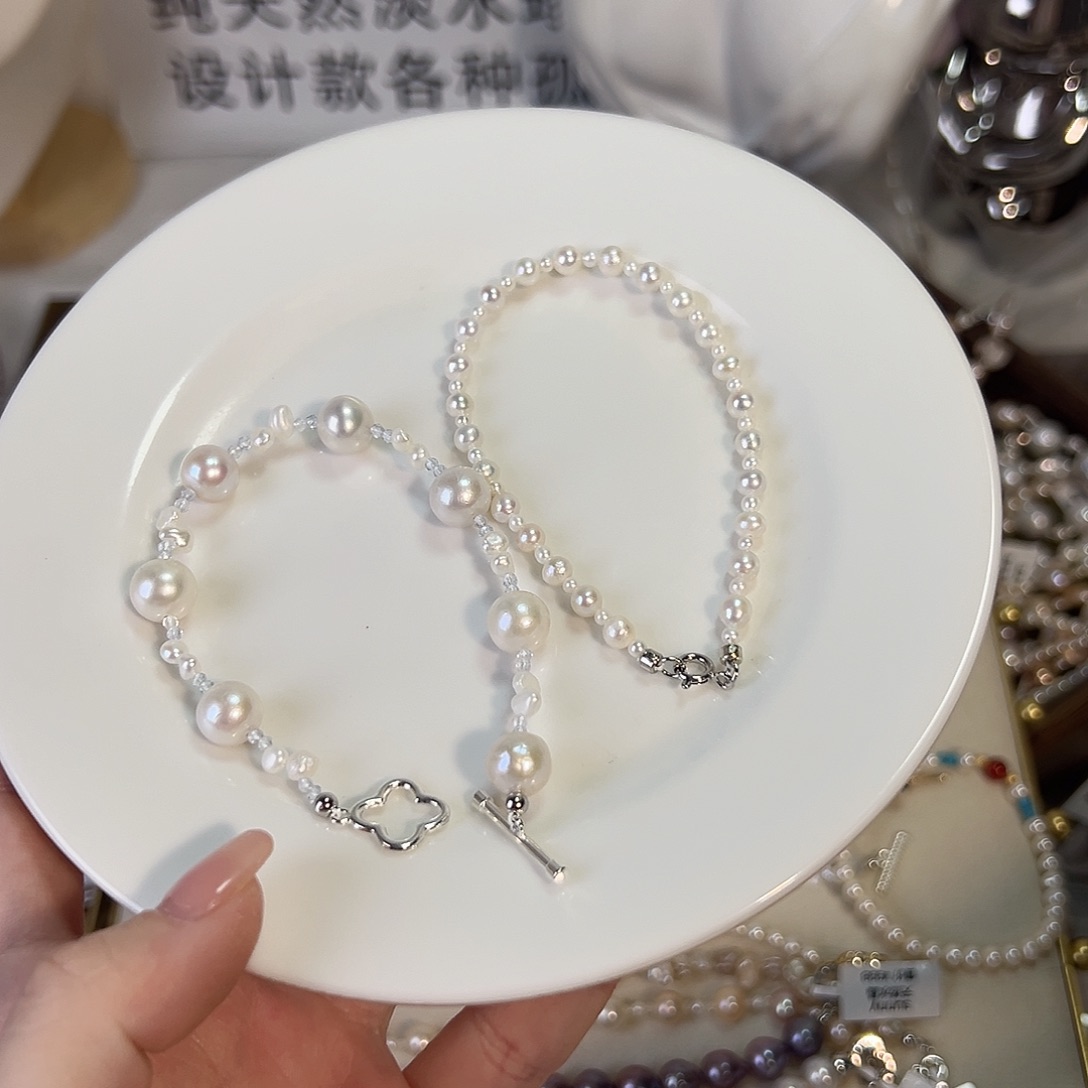 别***闹淡水珍珠时尚设计款淡水珍珠银S925镶嵌
