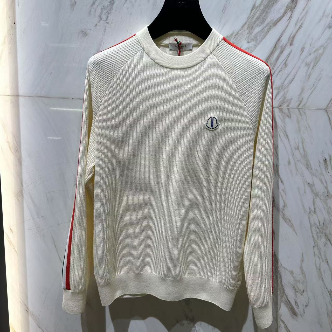 MOVGELAR蒙口丽莱尔时尚长袖针织衫简约织带运动风长袖绵羊毛毛衣