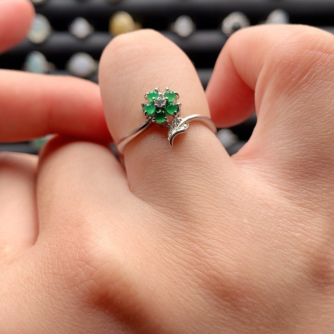 翡翠戒指银S925镶嵌0020