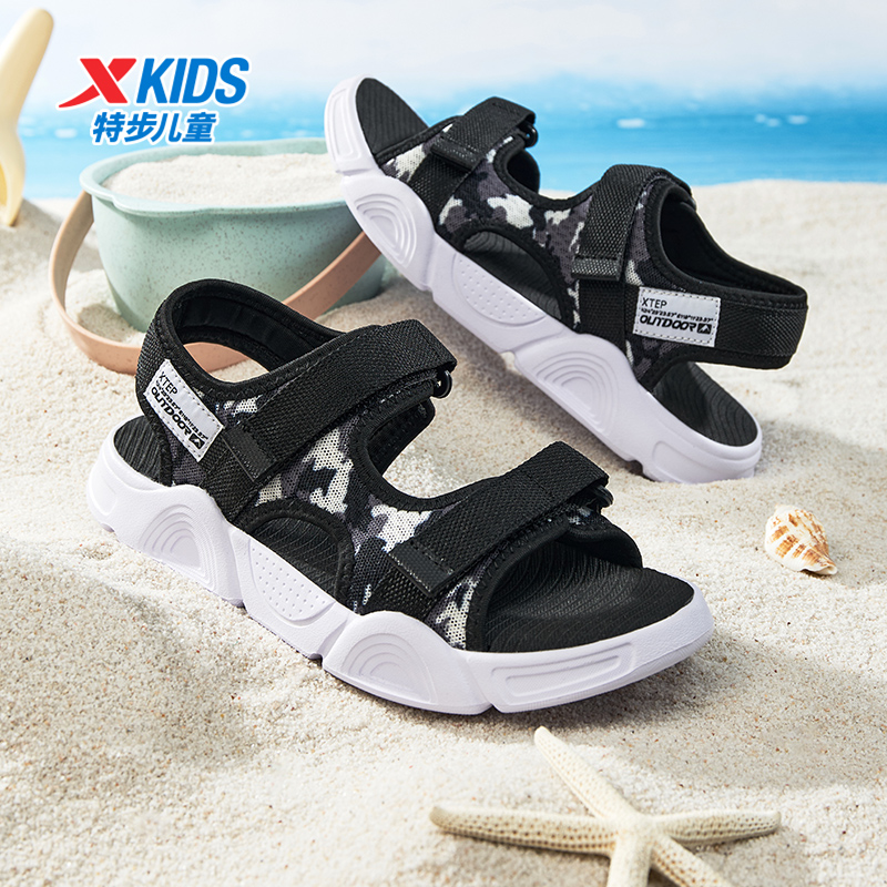 特步儿童秋季新款透气凉鞋大小童轻便舒适软底沙滩鞋675215509149