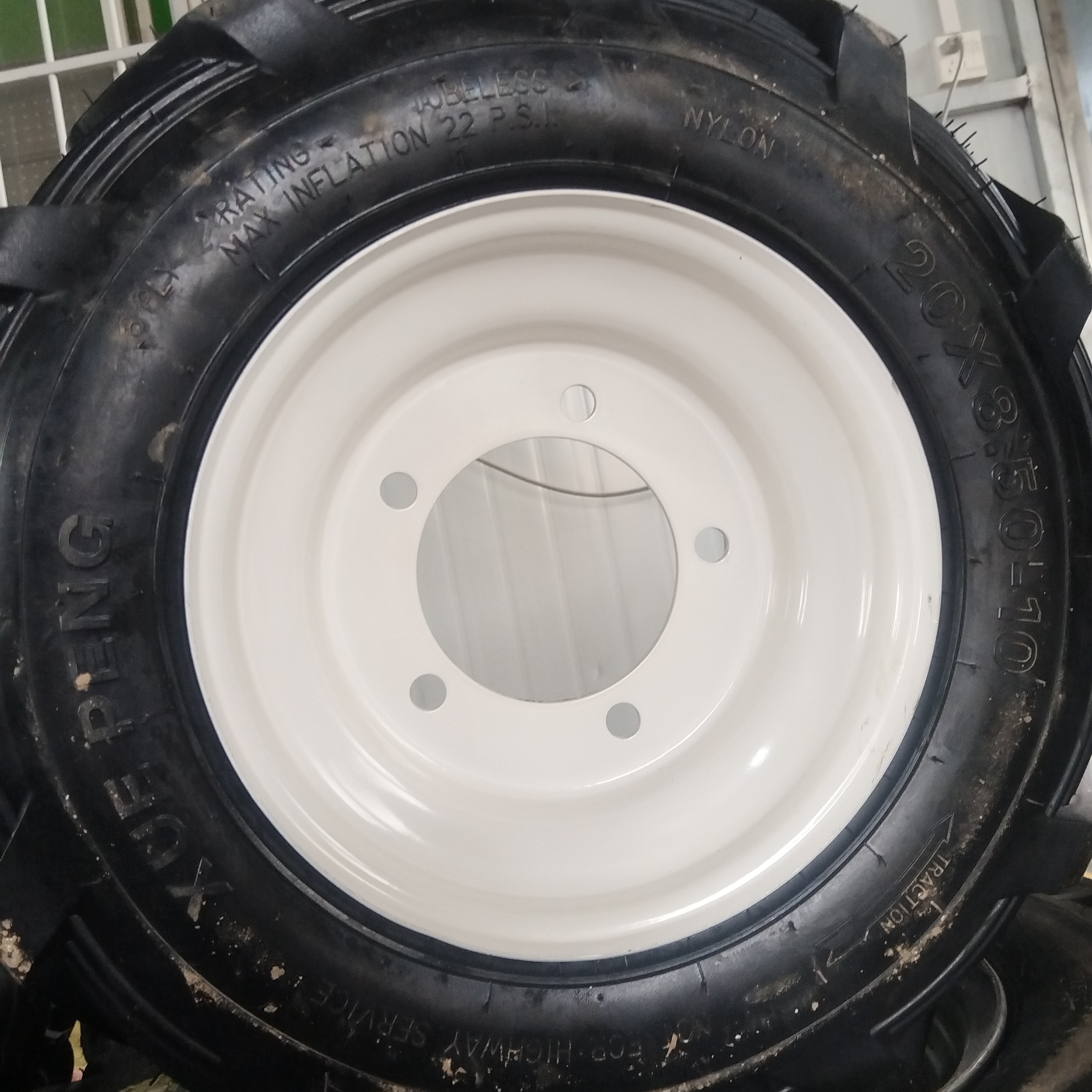 电动三轮车450-12、400-12、5孔加宽防滑人字真空轮胎农用钢圈