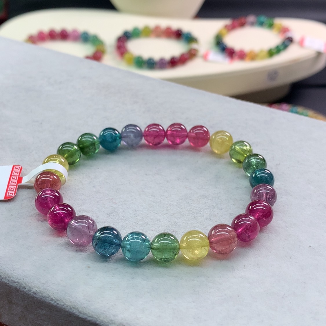 【闪购商品】碧玺手链未镶嵌碧玺荧光色标单圈7.8