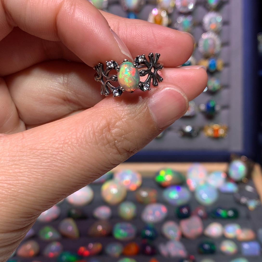 欧泊戒指款式银S925镶嵌