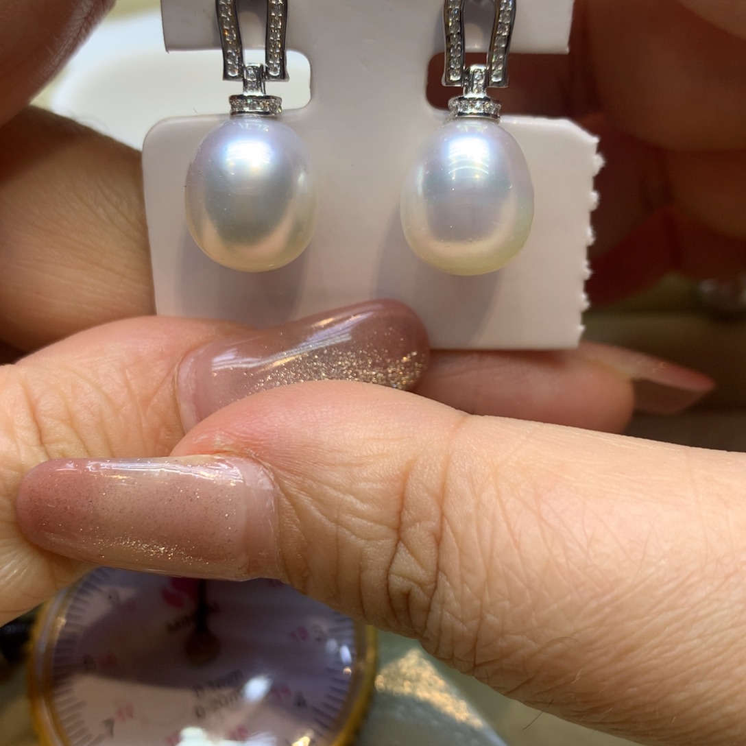 银S925镶嵌耳饰海水珍珠