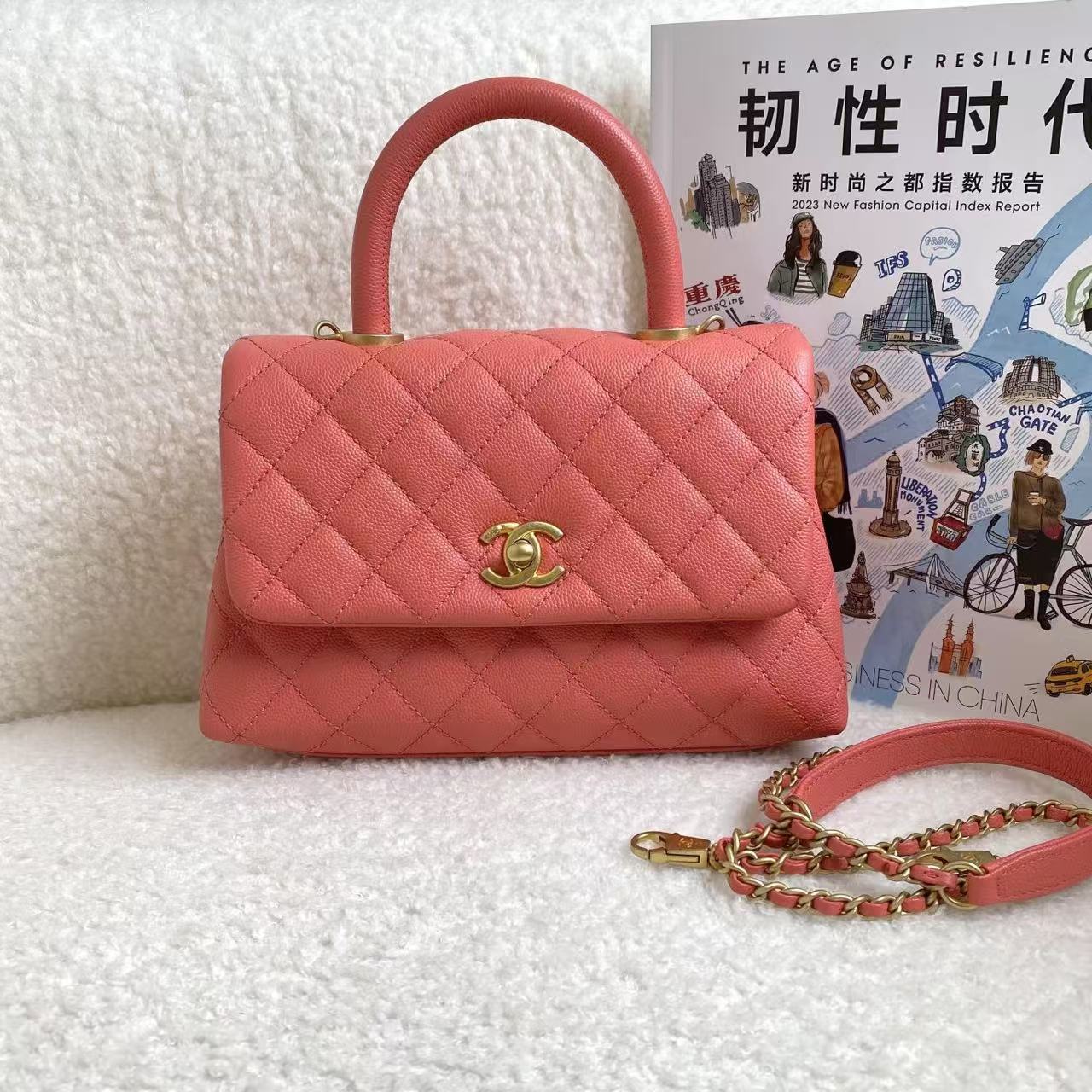 99新 Chanel/香奈儿 粉色handle小号/54395848/12期免息/代卖服务