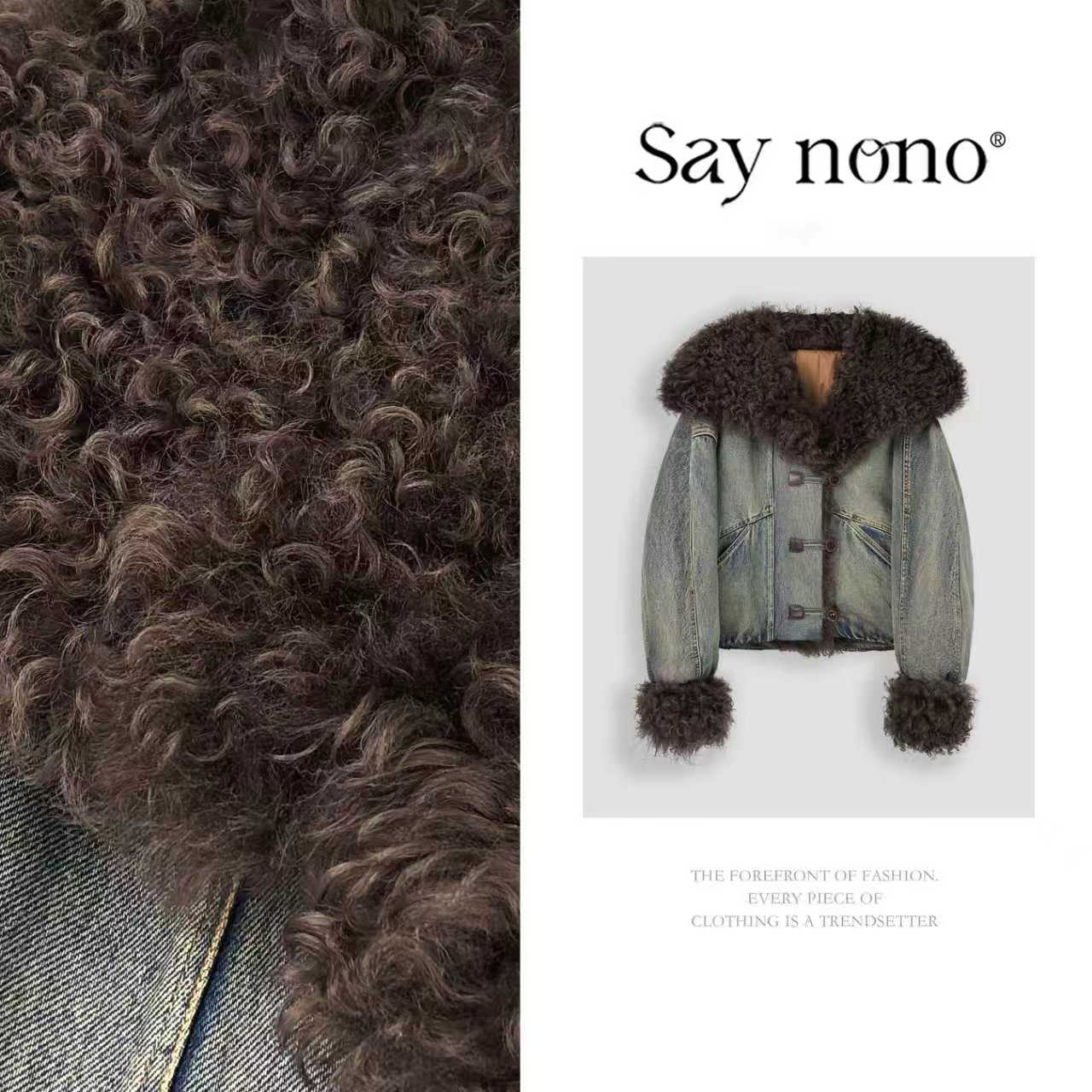 懒猫nono│Saynono港风复古松弛感羊毛毛领牛仔鹅绒外套GN1927LY