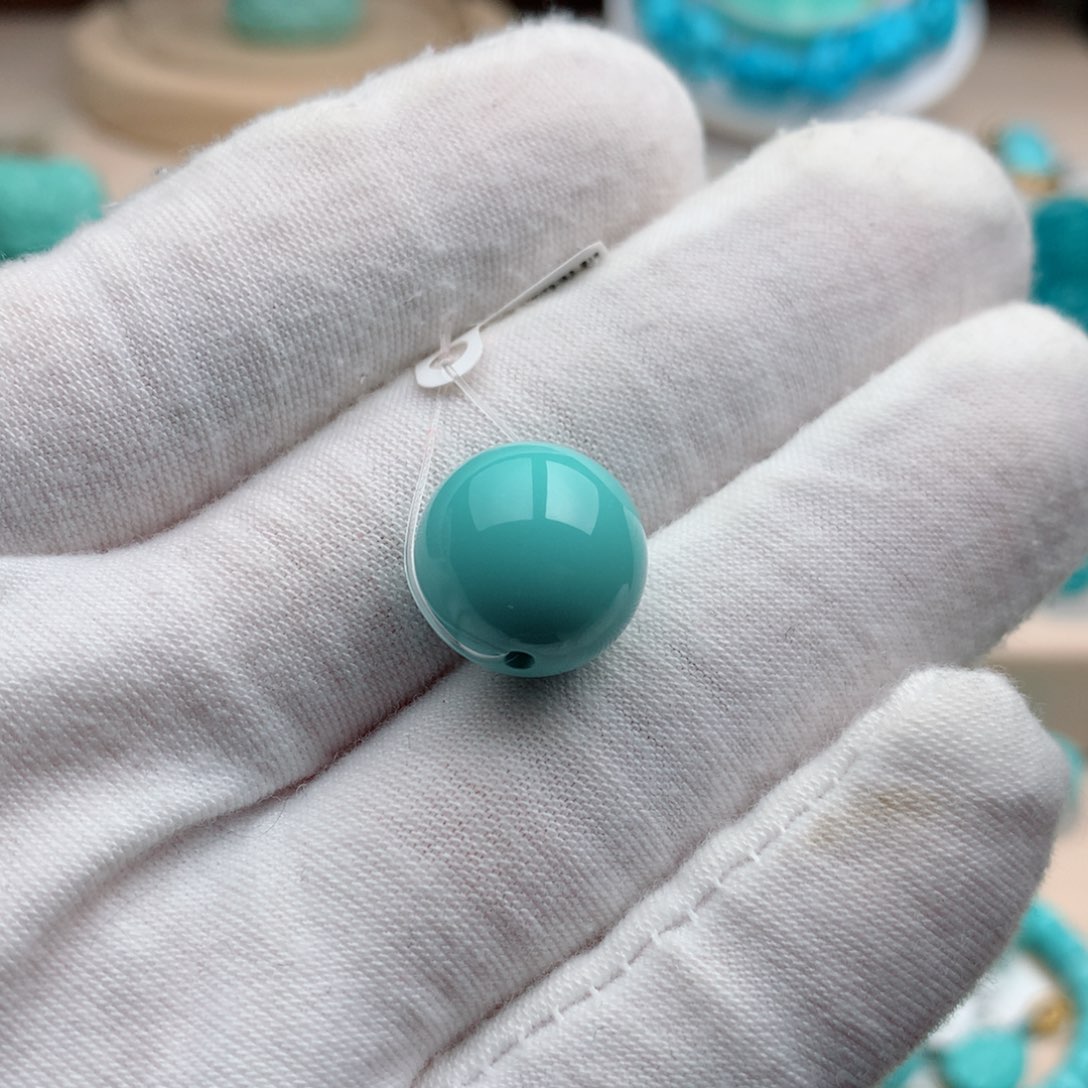 绿松石珠宝奇石未镶嵌14mm