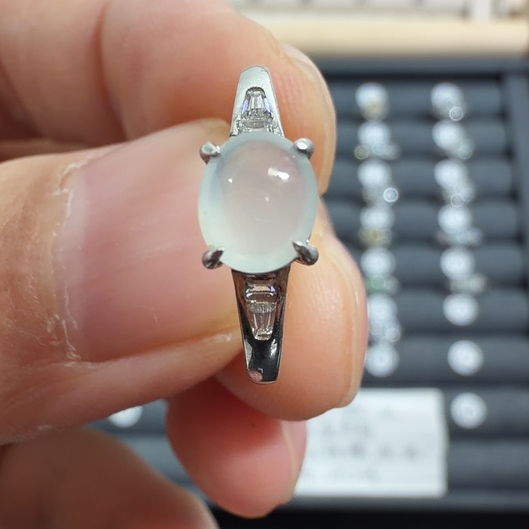 灵***。翡翠银S925镶嵌戒指