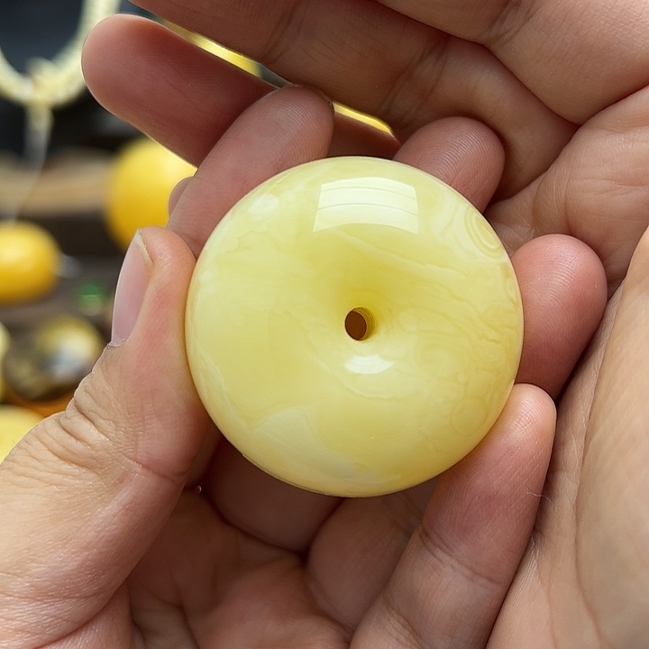 琥珀裸石未镶嵌平安扣吊坠27.33