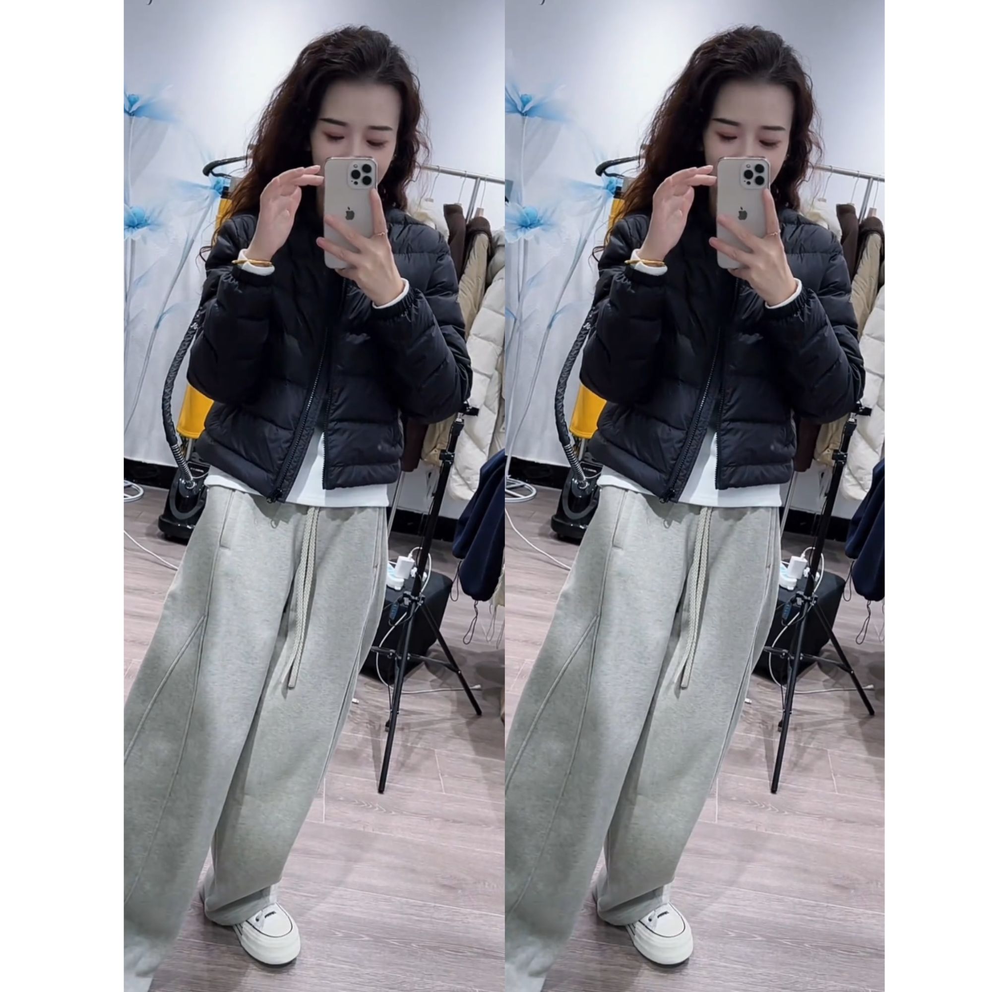 2025秋冬季新款时尚一整套气质老钱风百搭宽松短款外套裤子两件套