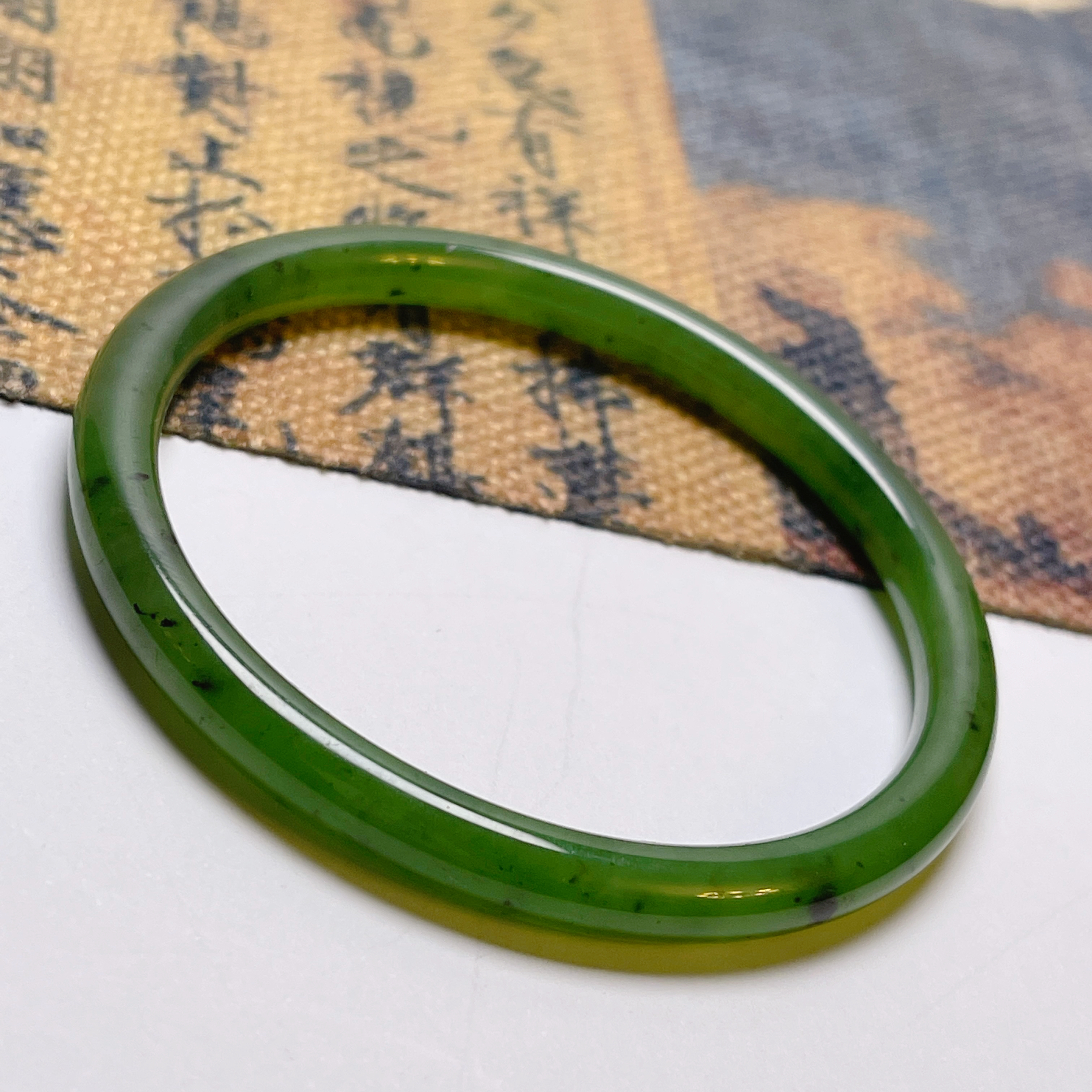 和田玉碧玉手镯叮当猕猴桃细条气质轻奢叠戴