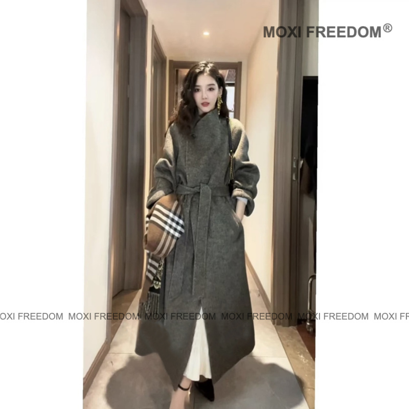 【人生大衣】25年秋冬新款熊棕灰腰带款休闲中长款双面羊毛大衣外套